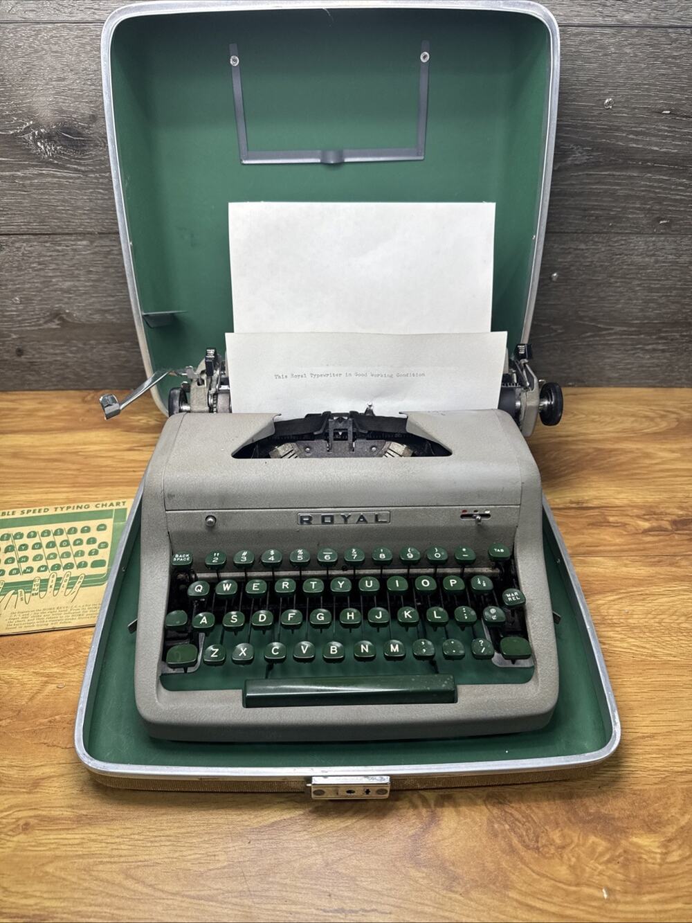 Vintage Royal Aristocrat Typewriter With Case Green Keys~ Tested Working